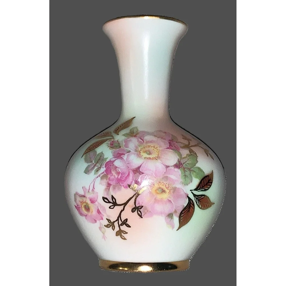 Antique Petite Cabinet Vase - Wild Rose - Bavaria Schumann Arzberg Germany